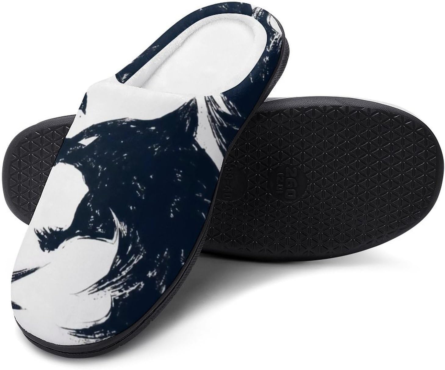 

Мужские удобные и мягкие зимние викингские домашние тапочки, теплые пушистые хлопковые тапочки для спальни и гостиной, легкая резиновая подошва Yxhzyhy, Viking Wolf