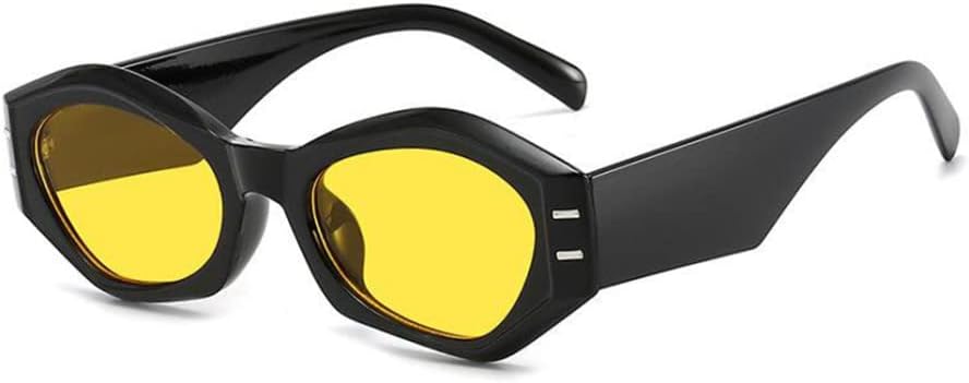 

Солнцезащитные очки Polygon для женщин, винтажные, неправильной формы, желейного цвета, мужские, в маленькой оправе, с защитой от УФ-излучения UV400 generic, Black Yellow