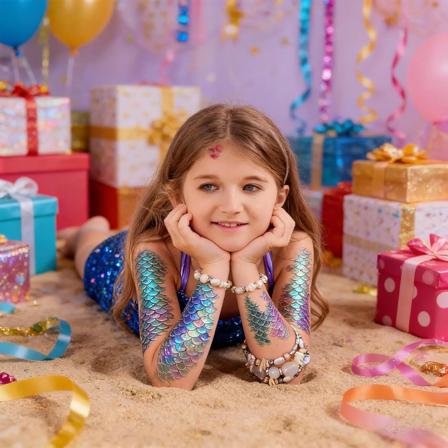 Наклейки для лица с чешуей рыбы, 10 шт, водостойкие — фото 3