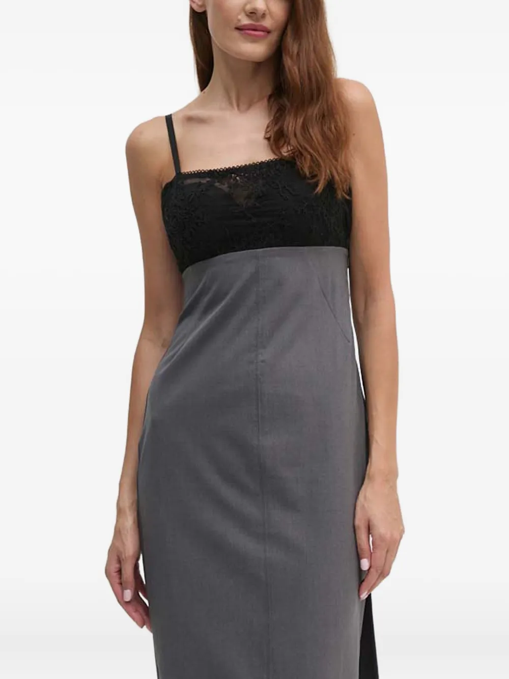 

Миди-платье с кружевными вставками Sisley, серый