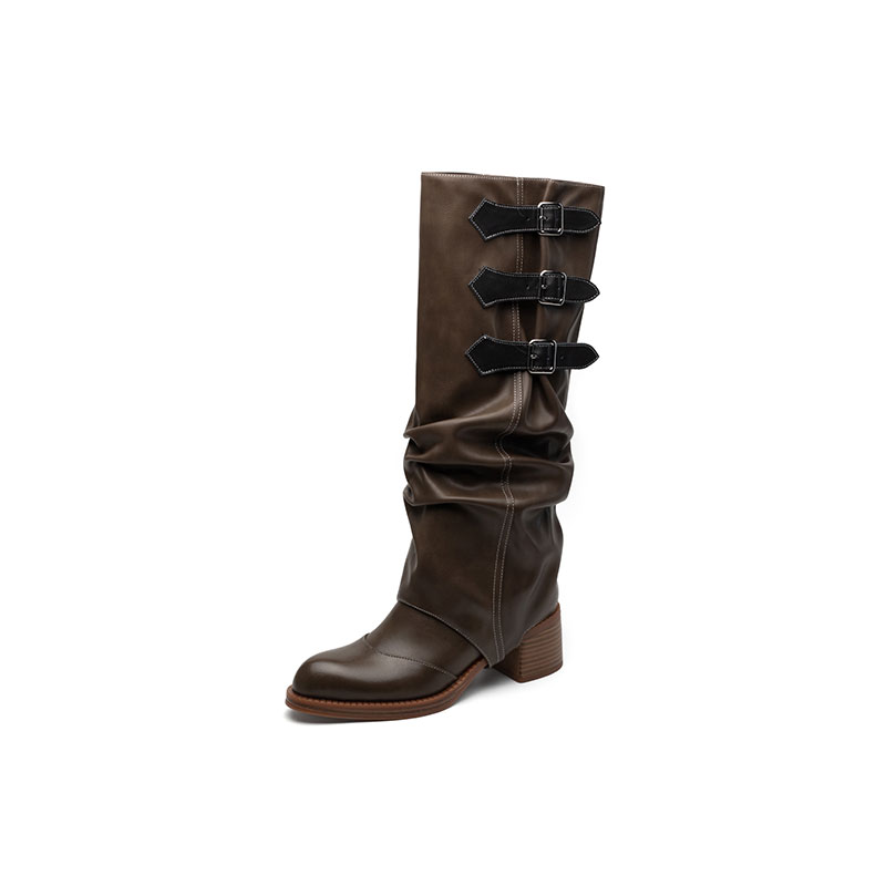 Echo&yolo Женские высокие сапоги 4,5 см без подкладки цвета хаки, цвет Khaki Unlined