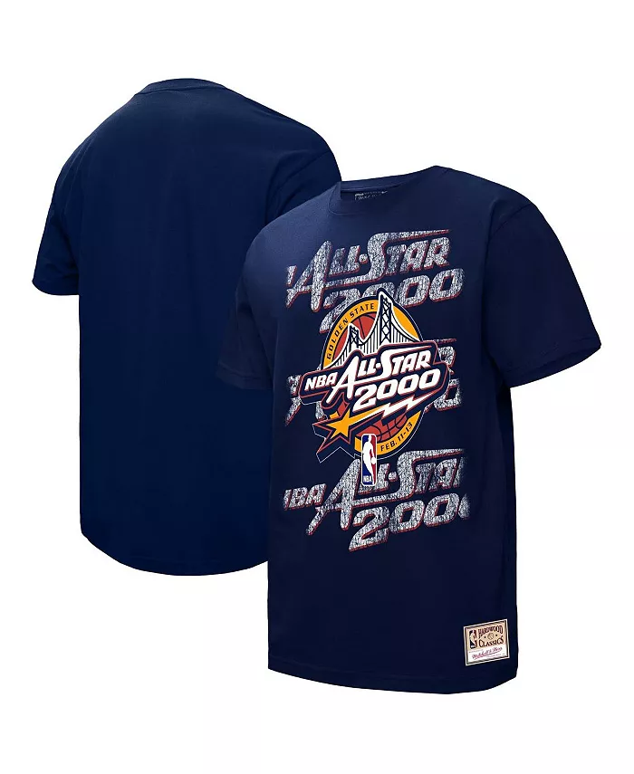 

Мужская и женская футболка NBA All-Star Game 2000 в винтажном стиле Hardwood Classics, цвет "морской синий", с эффектом потертости Mitchell & Ness