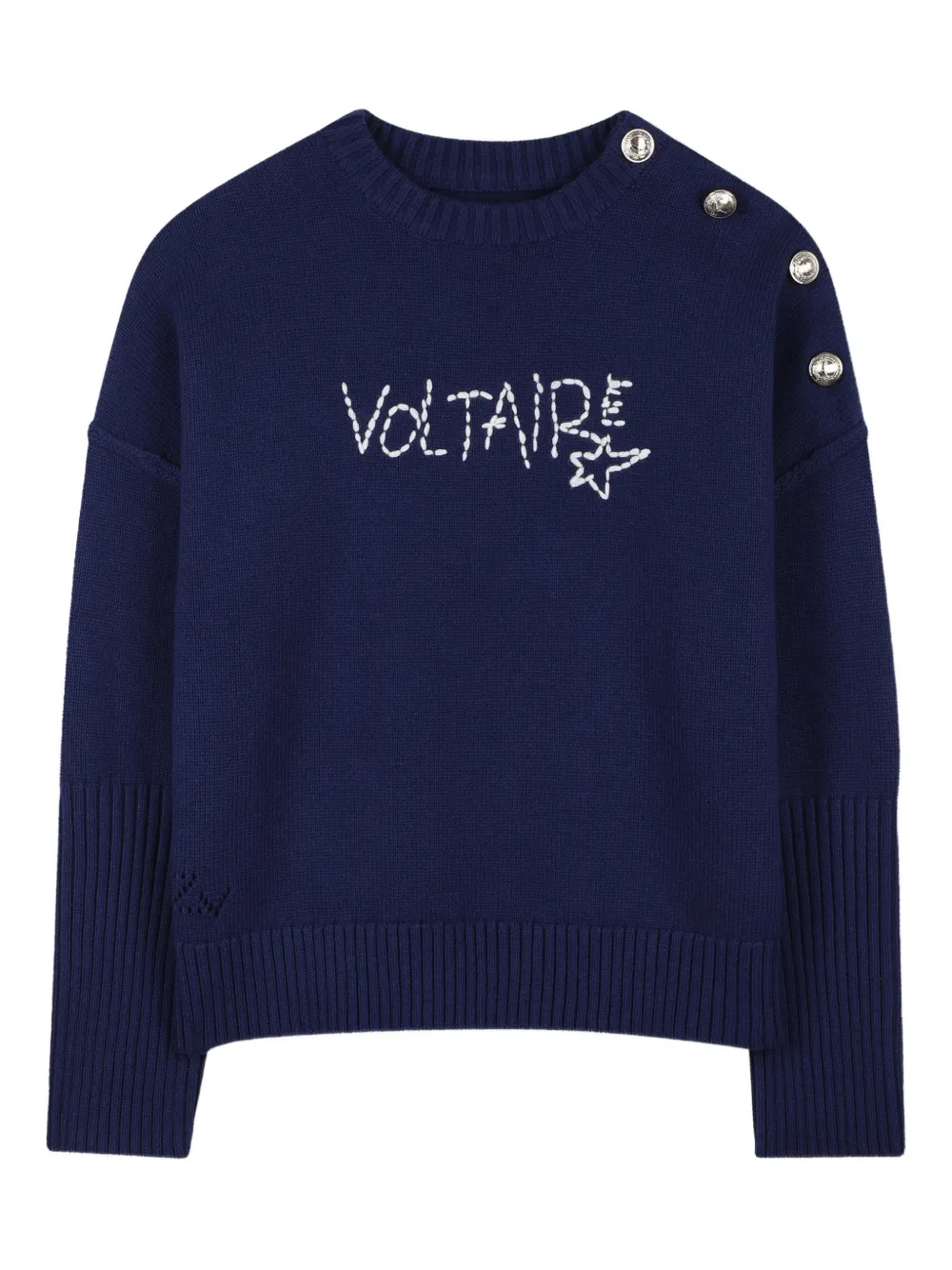 

Свитер с пуговицами и вышивкой Zadig & Voltaire Kids, синий