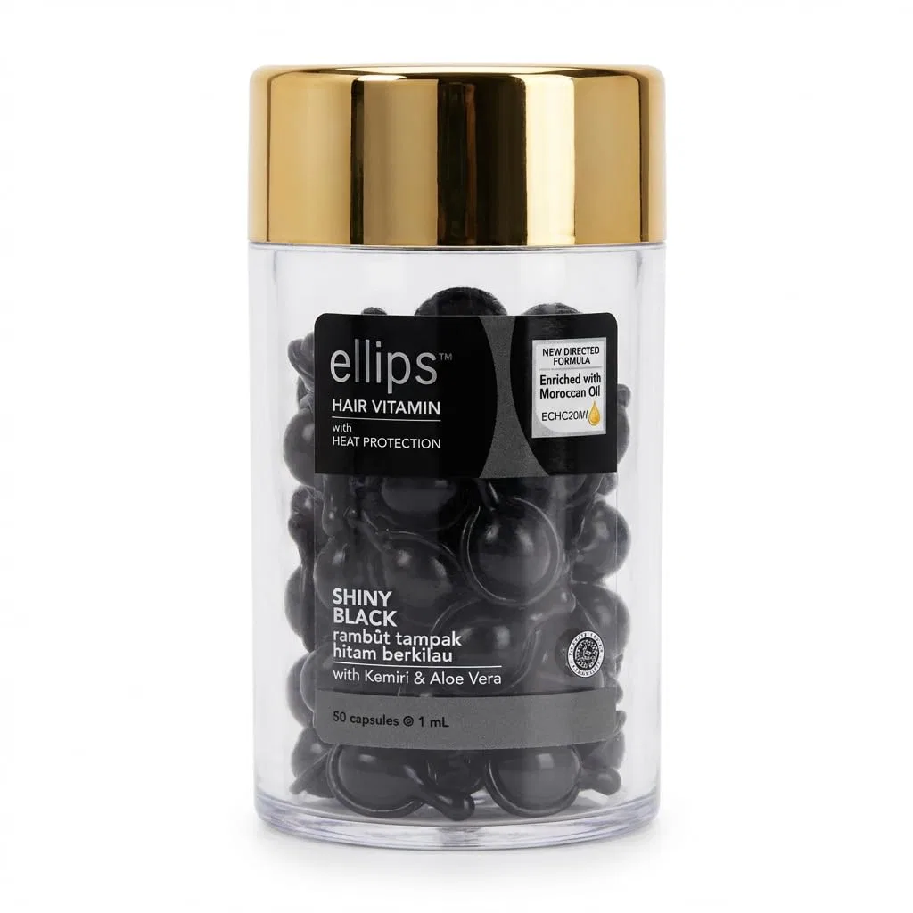 Сыворотка для черных волос Ellips Hair Serum Vitamin с аргановым маслом, 50 капсул по 1 мл Alibooster