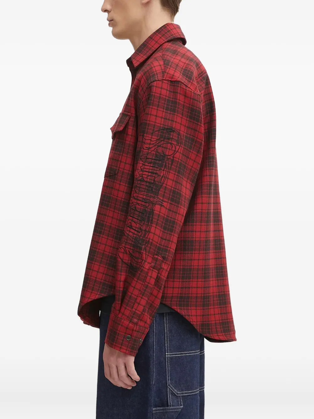 Рубашка с длинными рукавами в клетку Vetements, красный — фото 3