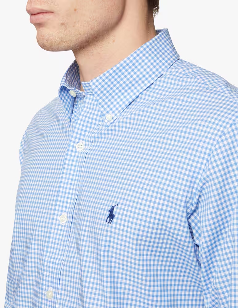 Спортивная рубашка из бистряка Polo Ralph Lauren, цвет Blue/White Check — фото 4