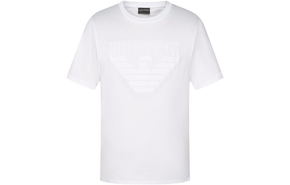 

Emporio Armani Мужская белая футболка с круглым вырезом, умеренно прямой крой, Белый, Emporio Armani Мужская белая футболка с круглым вырезом, умеренно прямой крой