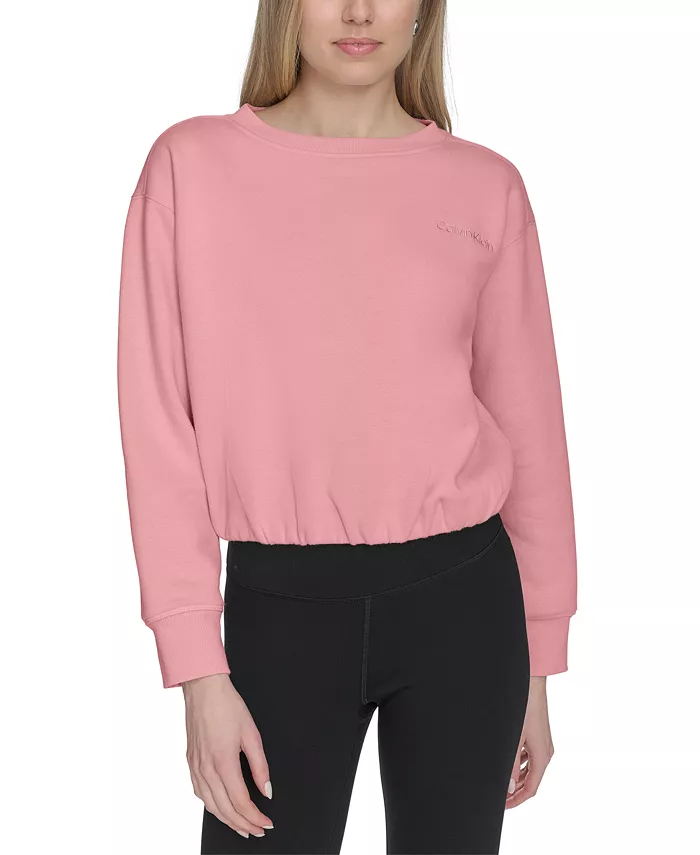 

Женский флисовый топ с логотипом и баской Calvin Klein, розовый