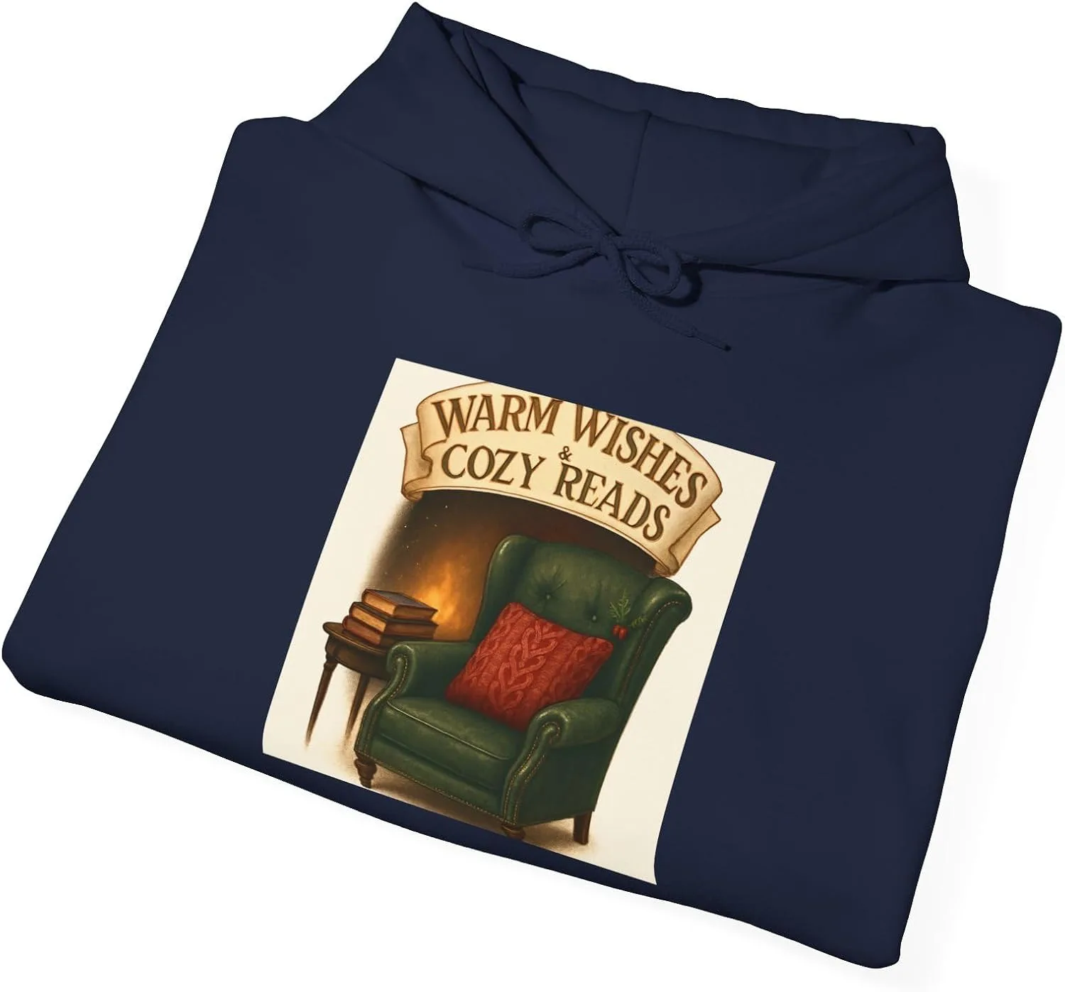 Толстовка Warm Wishes Cozy Reads | Кресло для чтения, лампа, книжный свитшот GENERIC, темно-синий — фото 4