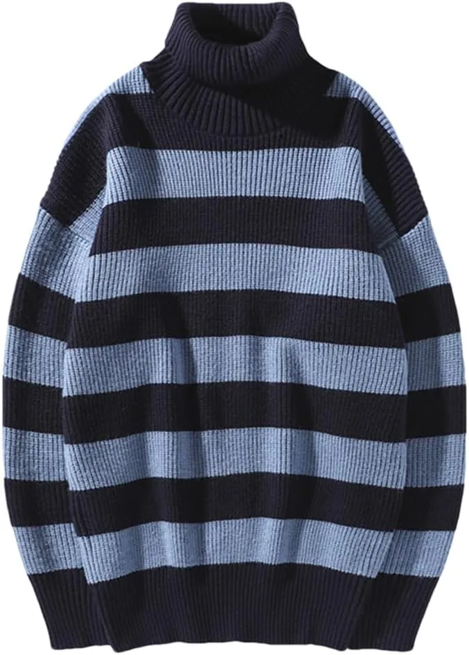 

Мужской свитер-водолазка с полосками, осень-зима, casual, slim fit HEYDHSDC