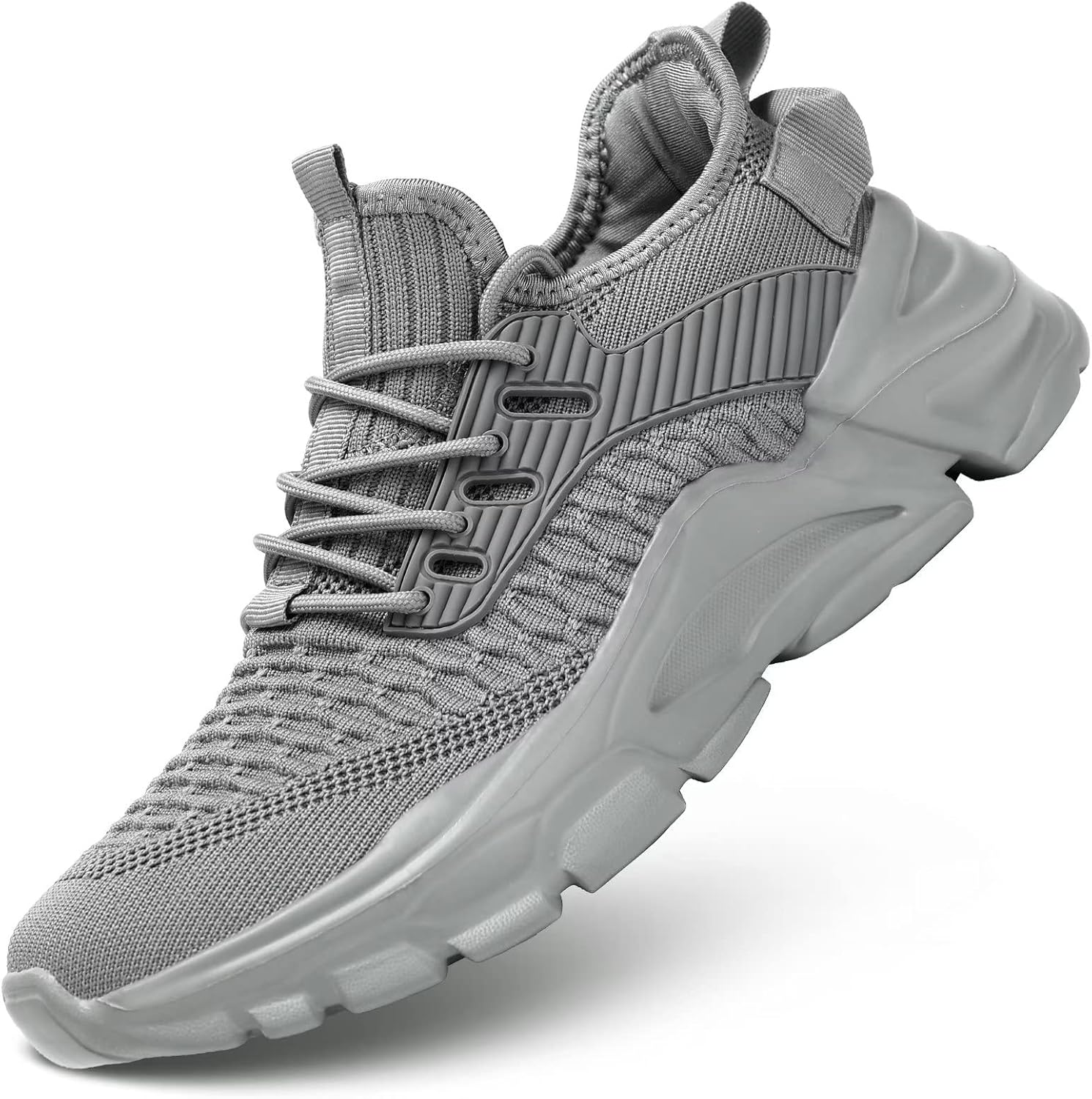 

Мужские кроссовки для бега, нескользящие, дышащие, легкие модные кроссовки, спортивная обувь с противоскользящей подошвой для ходьбы, тренировок и работы Srenket, серый