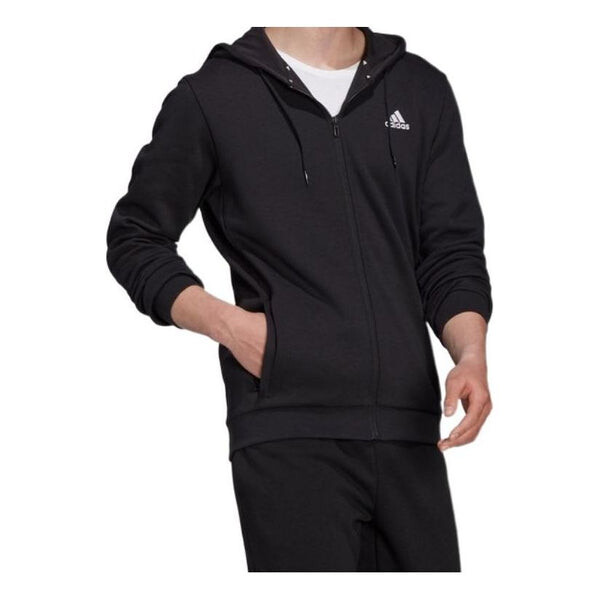 

Куртка adidas M Sl Dk Fz Hd Embroidered Logo Sports Knit Hooded Jacket Black, черный