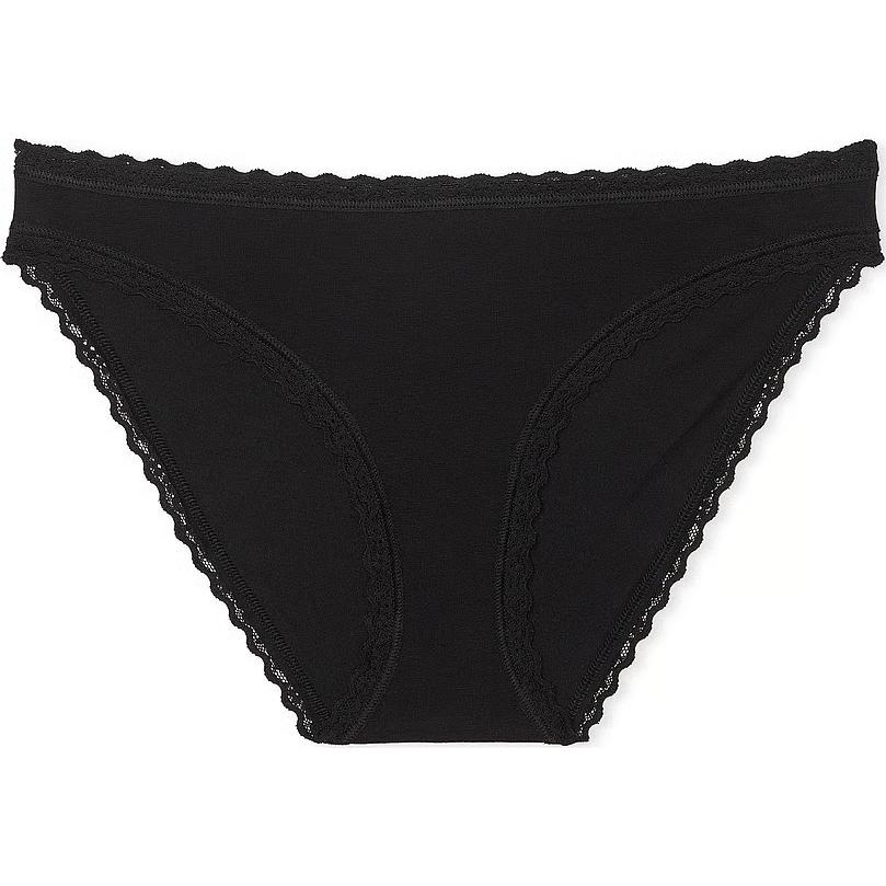 

Victoria's Secret Женские трусики бикини Lacie Lace Trim Cotton / Black Briefs, 1 упаковка, черные