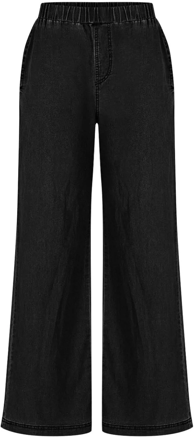Женские джинсы-брюки baggy bootcut с высокой эластичной талией