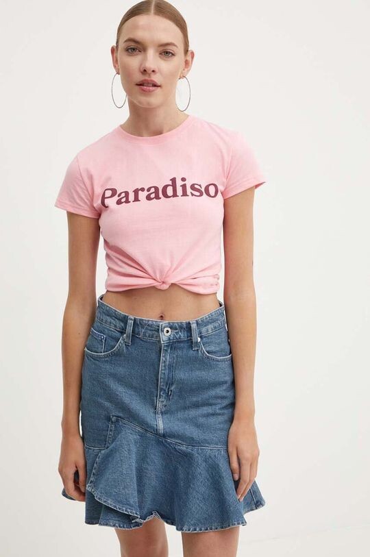 

Хлопковая футболка Paradiso Drivemebikini, розовый