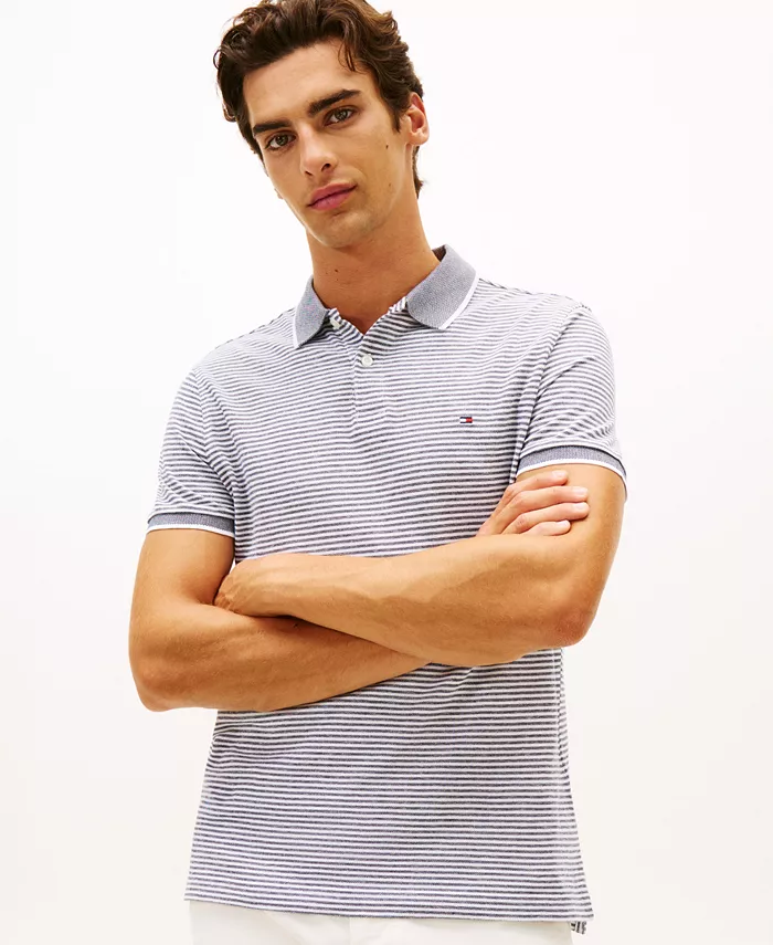 

Мужская поло Regular-Fit с контрастной отделкой из льна Tommy Hilfiger, синий