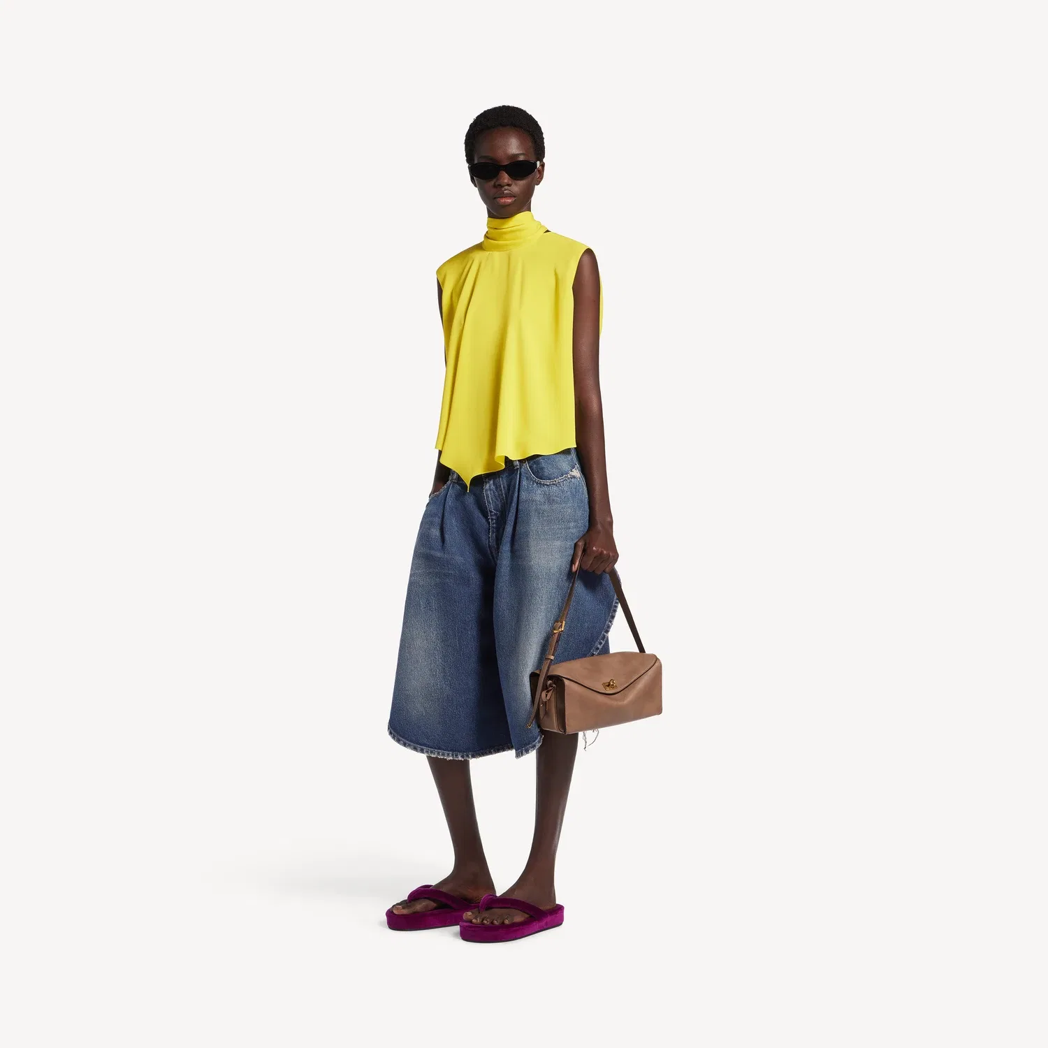 Женская короткая блузка желтого цвета BALENCIAGA, желтый — фото 2