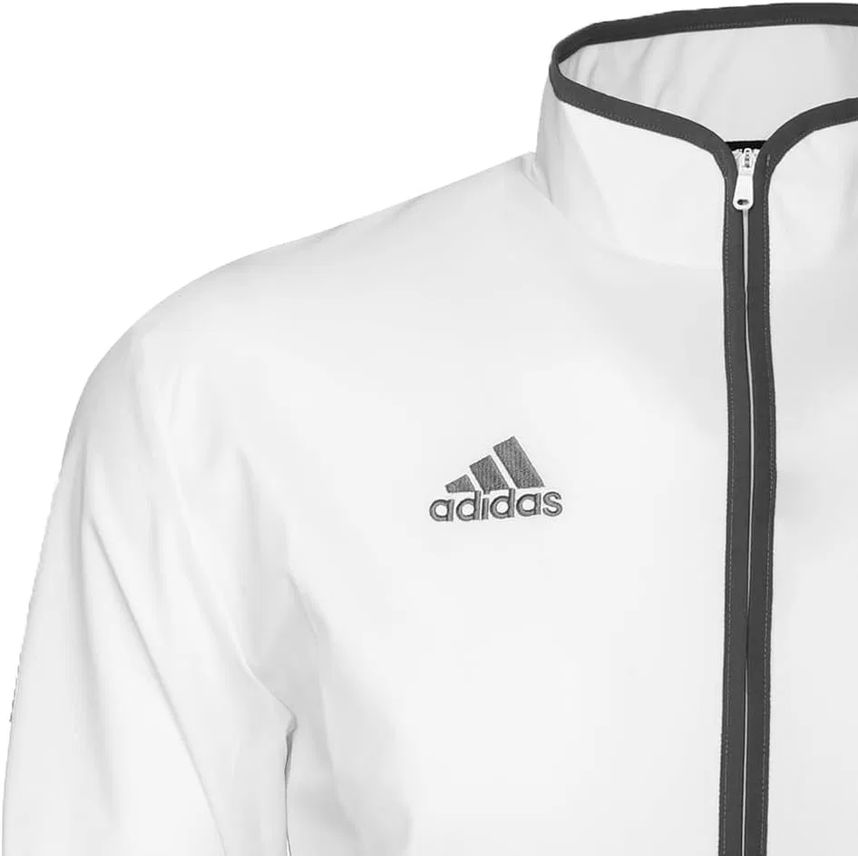 Мужская спортивная повседневная футболка adidas Coach с длинным рукавом и застежкой-молнией до середины груди - белая — фото 3