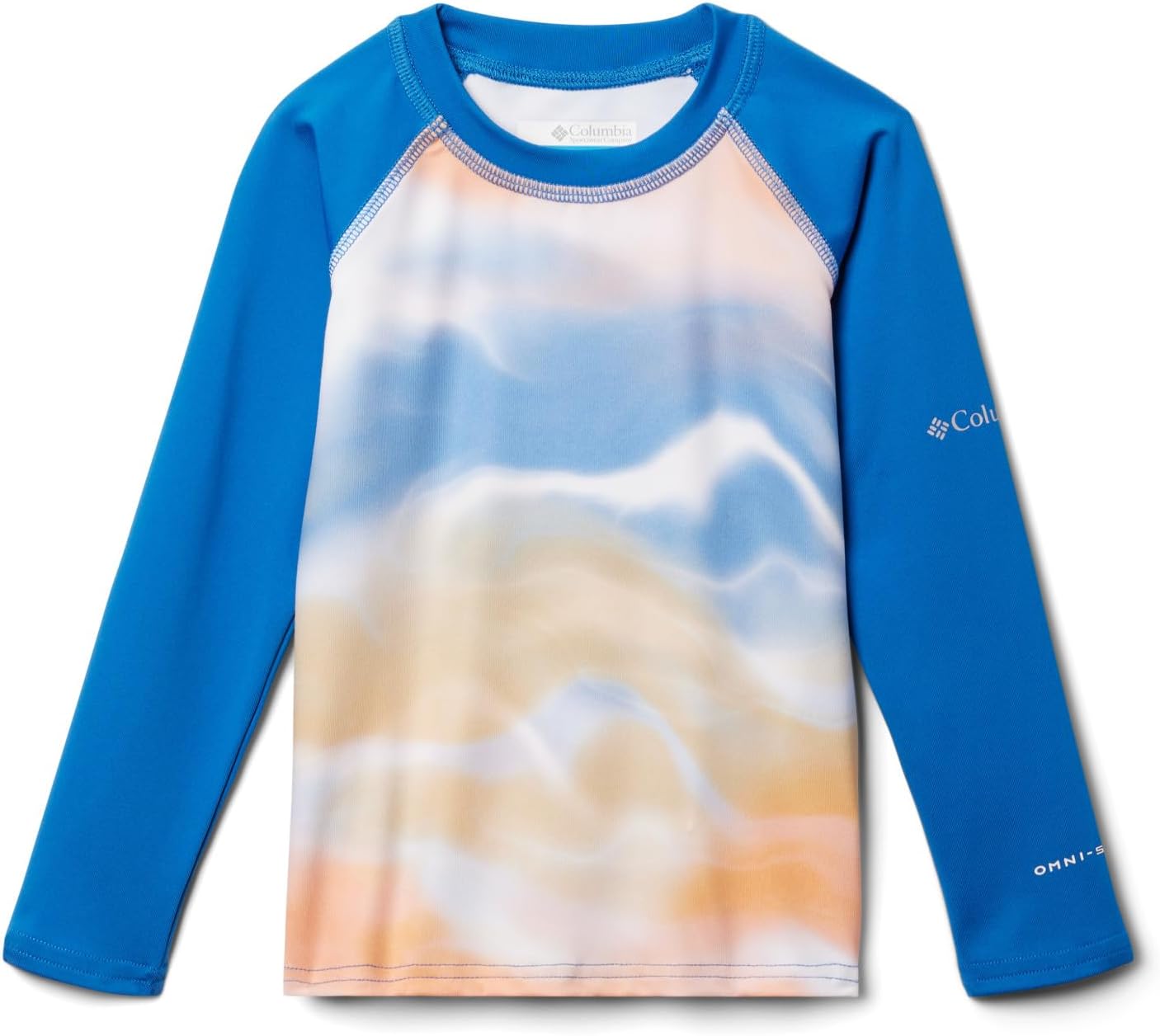 Columbia Unisex-Child Sandy Shores Printed Long Sleeve Sunguard, Light Camel Undercurrent/Bright Indigo — фото 3