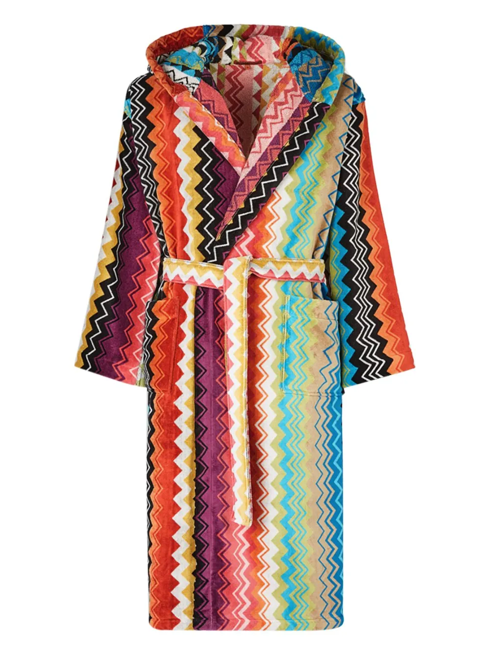 

Халат с капюшоном и узором зигзаг Missoni Home, красный