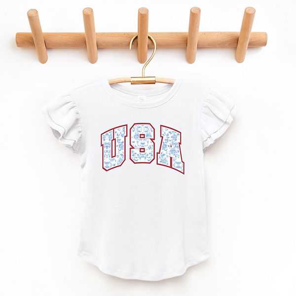 

Футболка с рукавами-фонариками Usa blue willow The Juniper Shop, White