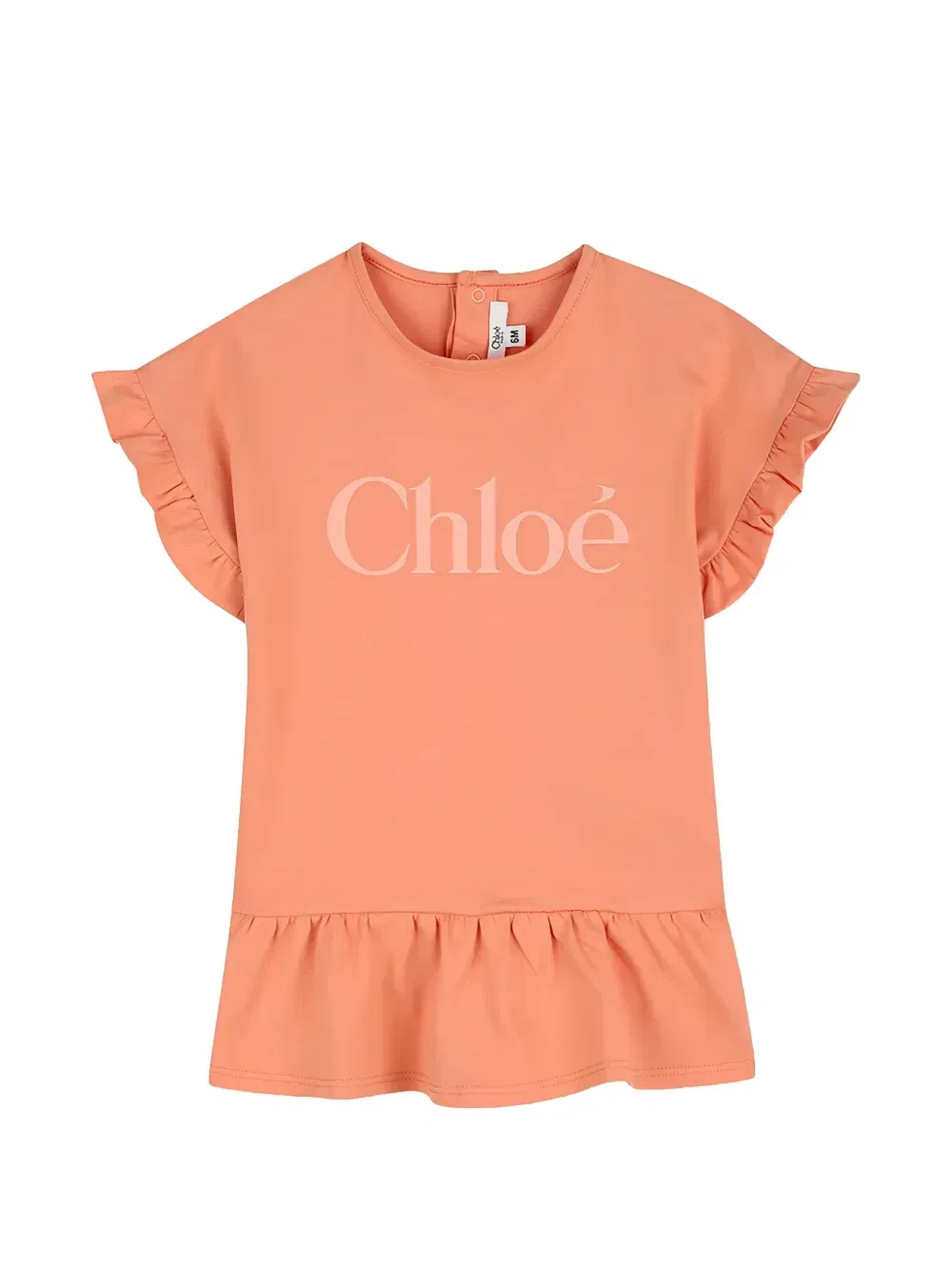 Платье с логотипом и оборками Chloé Kids, оранжевый