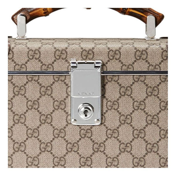 

Сумка globe-trotter logo bamboo canvas handbag Gucci, бежевый