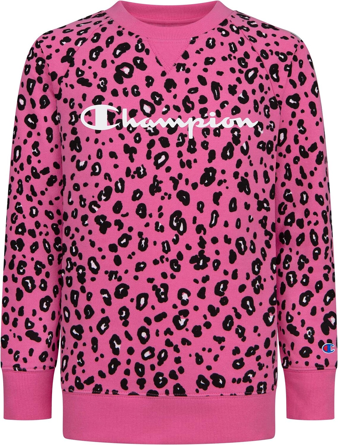 

Толстовка Champion Leopard Aop Crew, цвет Azalea Pink/Black/White Aop