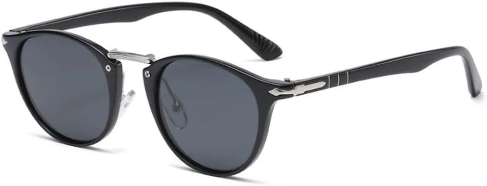 

Винтажные круглые поляризованные солнцезащитные очки для женщин и мужчин, очки для вождения, защита от УФ-излучения UV400 и синего света KTUCN, Black Grey