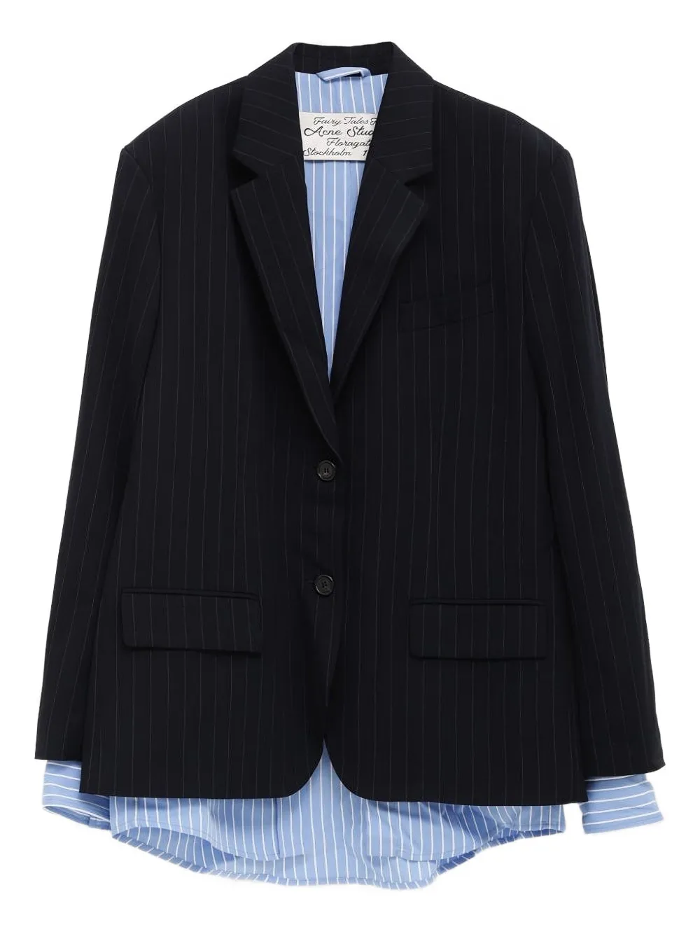 

Однобортный пиджак в тонкую полоску Acne Studios, синий