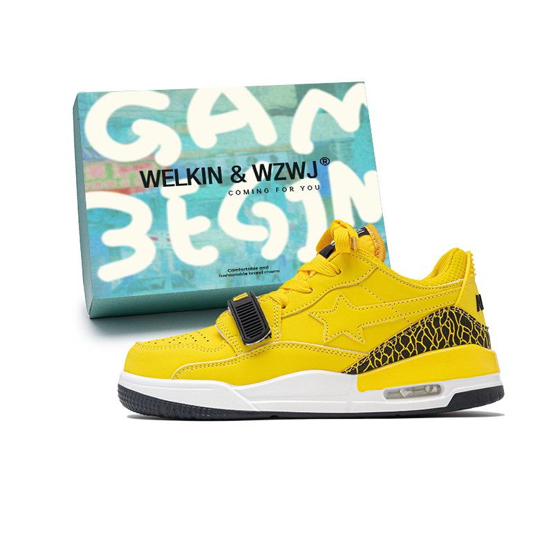 

WELKIN&WZWJ Коллекция Stars, белые кроссовки противоскользящие увеличивающие рост низкие скейтборд обувь унисекс электрический светящийся желтый, цвет Electric Glow Yellow