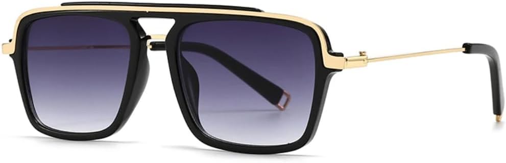 

Ретро солнцезащитные очки с двойной перемычкой для женщин и мужчин, защита от УФ-излучения UV400, градиентный дизайн, полуметаллический корпус TVTBBVV, Golden Black Gray