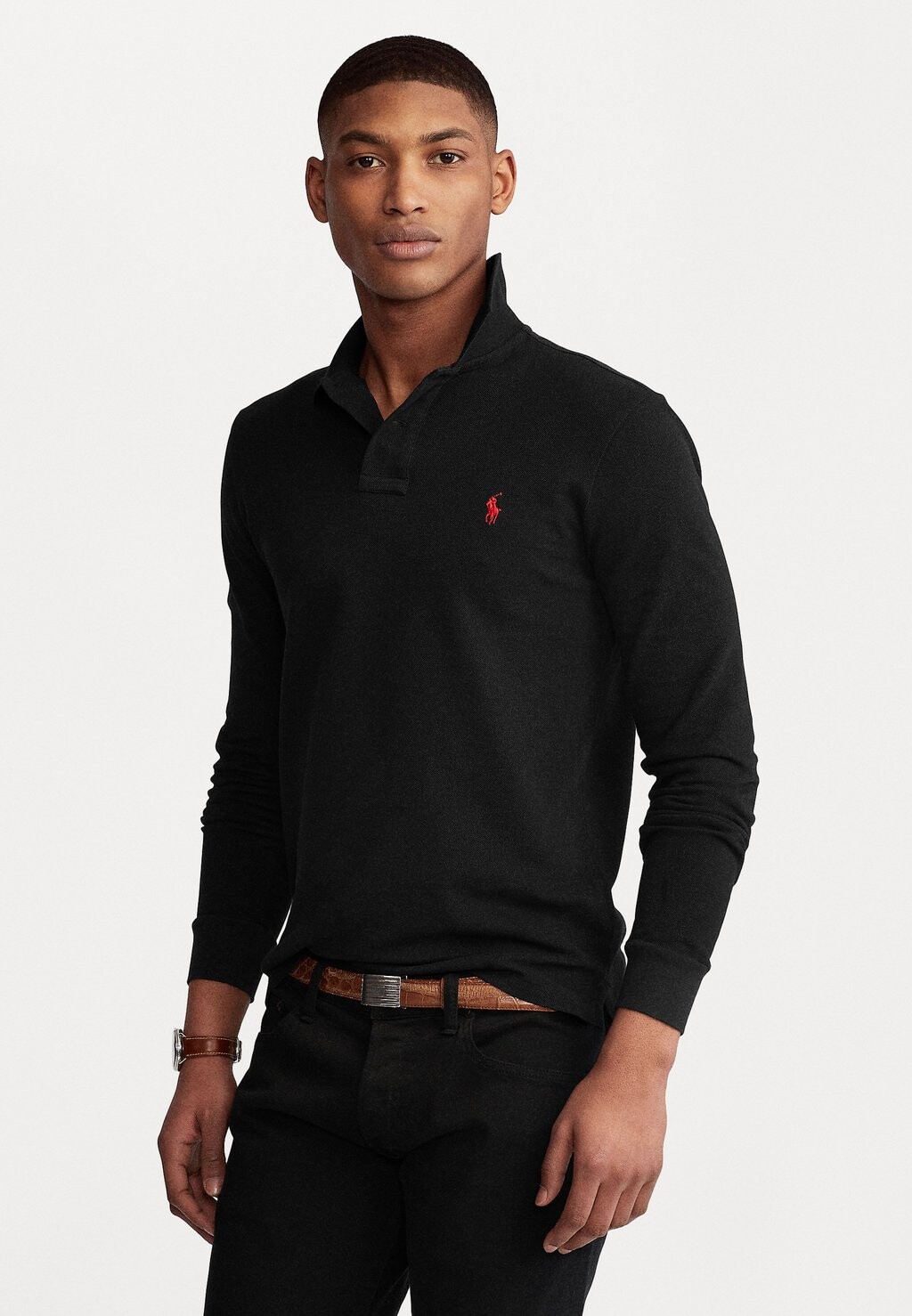

Поло SLIM LONG SLEEVE Polo Ralph Lauren, черный