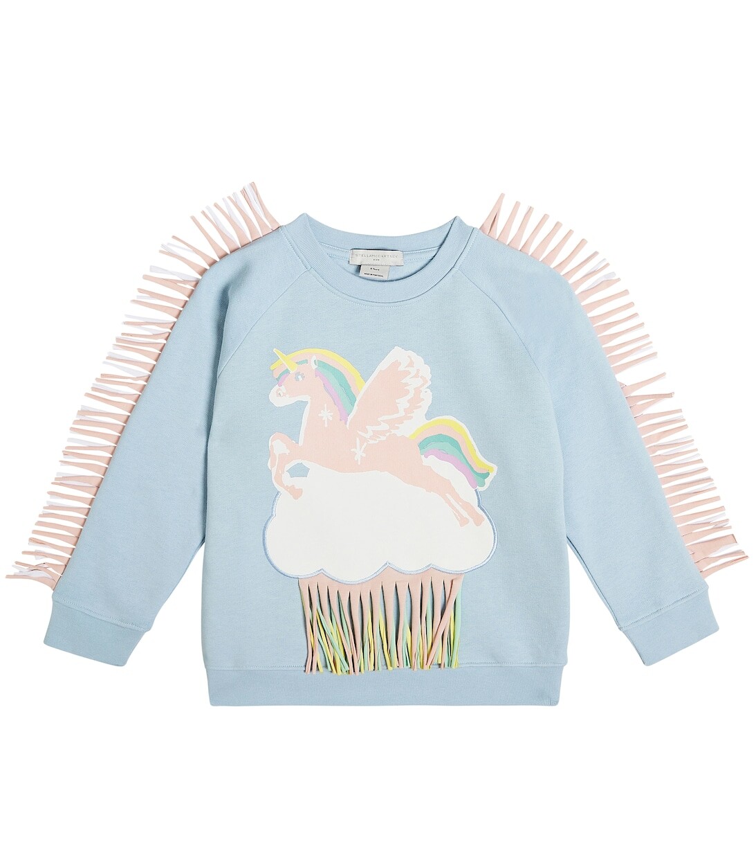 

Хлопковая толстовка с бахромой и принтом Stella McCartney Kids, синий