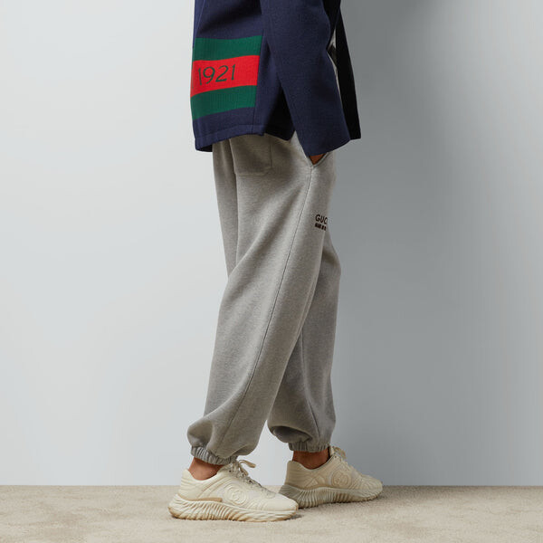 Брюки cotton sweattrouser with print 'grey' Gucci, серый — фото 4
