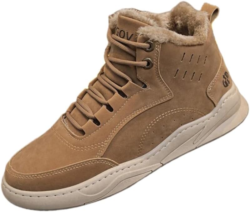 

Зимние высокие теплые ботинки FmShi с утеплителем и защитой от снега для улицы, спорта и повседневного использования. Мужские хлопковые туфли, светло-коричневый