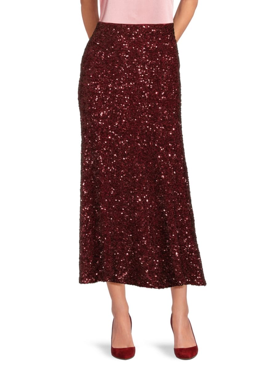 

Расклешенная юбка миди с пайетками Alice + Olivia, цвет Garnet