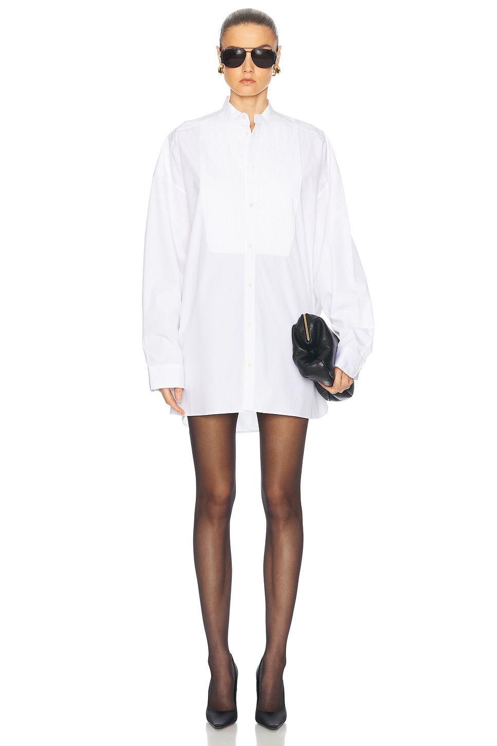 

Мини-платье-рубашка смокинг Wardrobe.Nyc, White