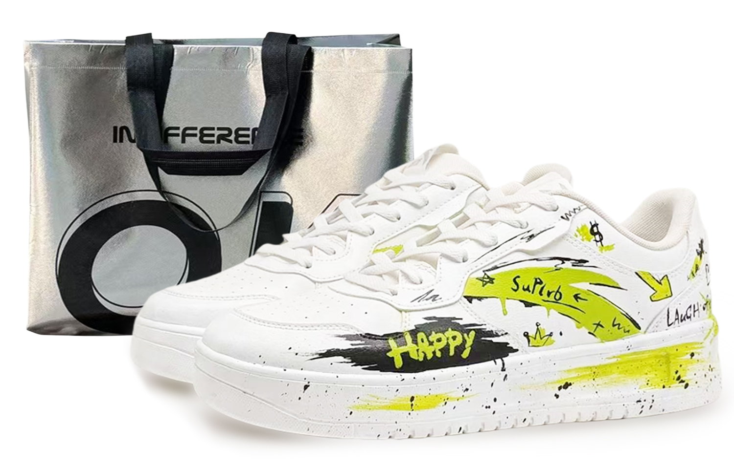 

ANTA Кроссовки для скейтбординга с противоскользящей амортизацией, низкие, мужские, белые, зеленые, черные