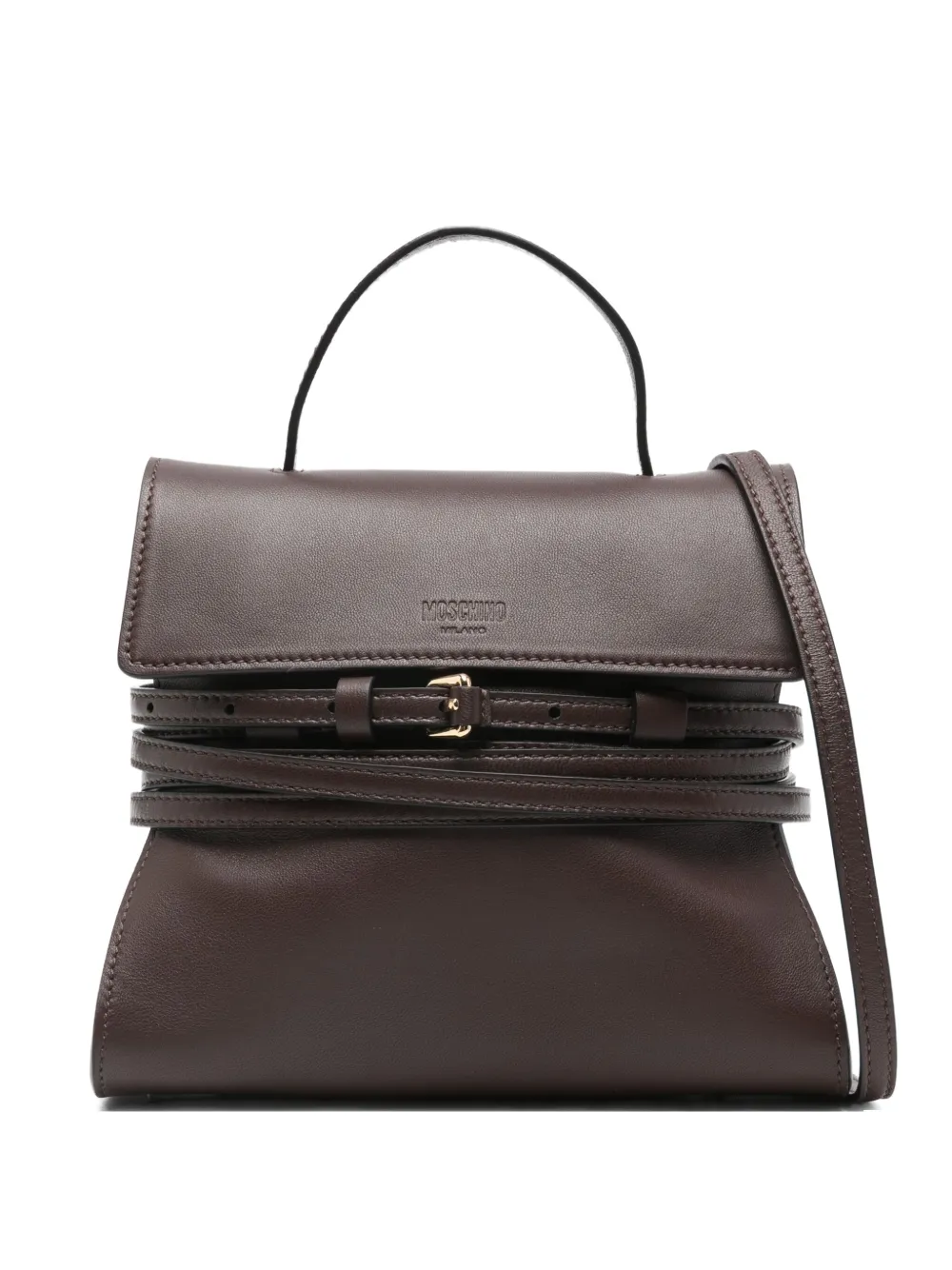 

Маленькая сумка-тоут Tie Me с ремешком и пряжкой Moschino, коричневый