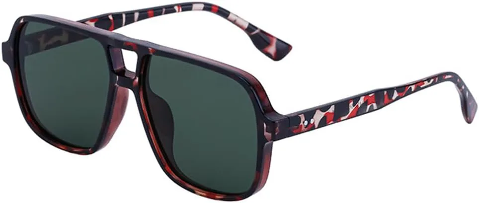 

Солнцезащитные очки UV400 с двойной перемычкой и градиентными заклепками для женщин и мужчин, для бега и занятий спортом на открытом воздухе UYPTK, Red Dark Green