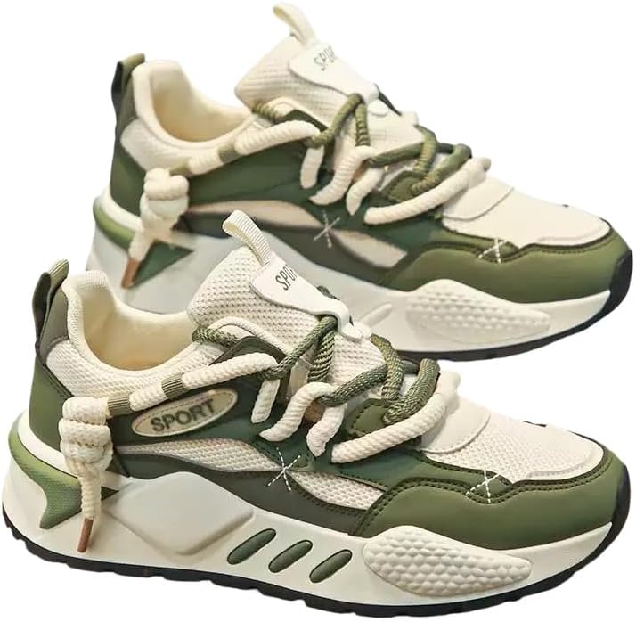 

Мужские легкие кроссовки низкие с шнуровкой - всесезонные повседневные беговые кроссовки для прогулок на свежем воздухе, тренировок в зале и путешествий Minlaidian, зеленый