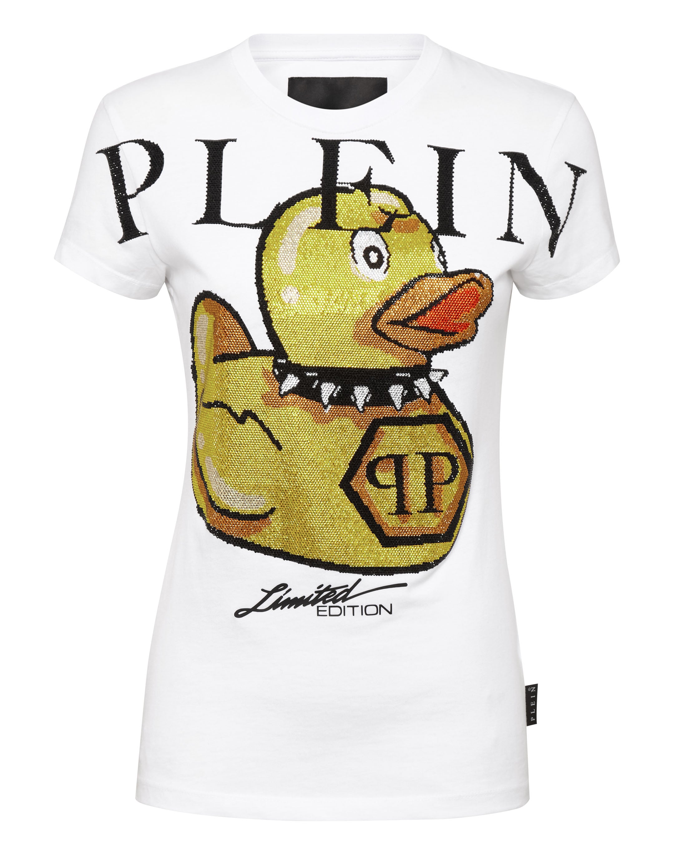 

Футболка с круглым вырезом SS PP Duck со стразами PHILIPP PLEIN, белый