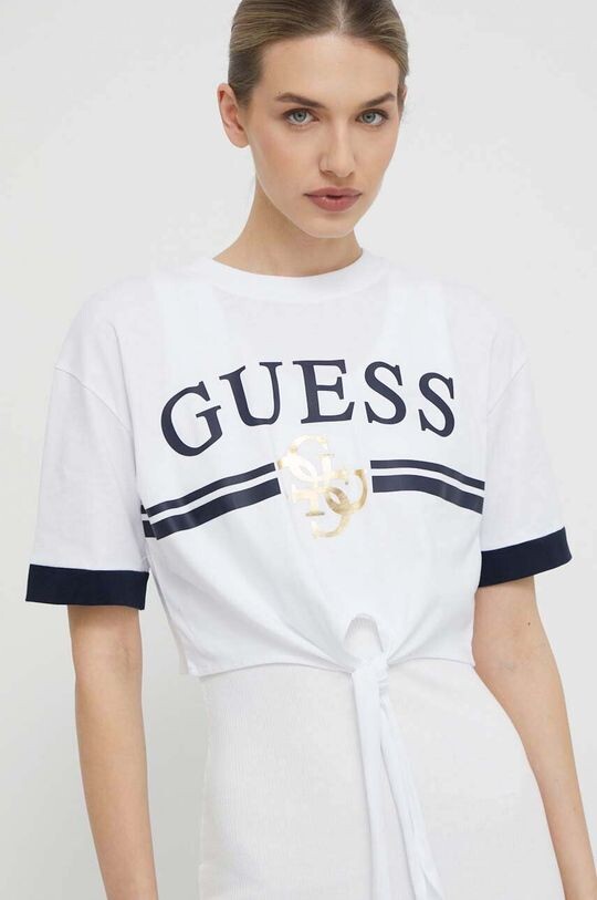 

Хлопковая футболка Guess, белый