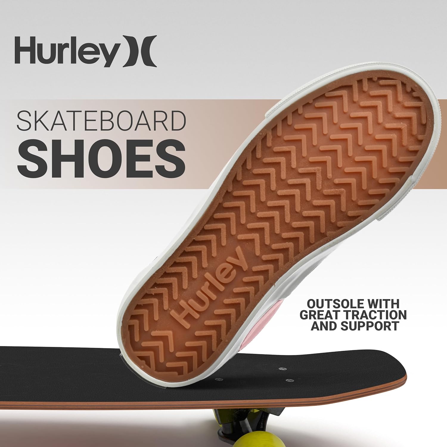 Детские кеды Hurley Marley на шнуровке - низкие кроссовки для скейтбординга для детей, спортивная обувь для мальчиков и девочек, белый/розовый — фото 4