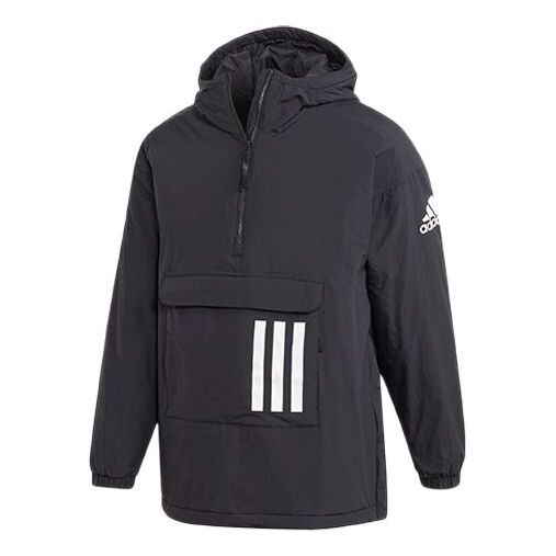 

Толстовка casual sports warm hooded padded jacket black Adidas, черный