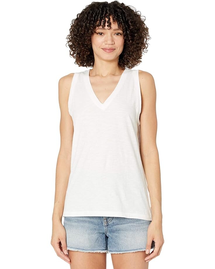 

Майка Madewell Whisper Cotton V-Neck Tank, цвет Optic White