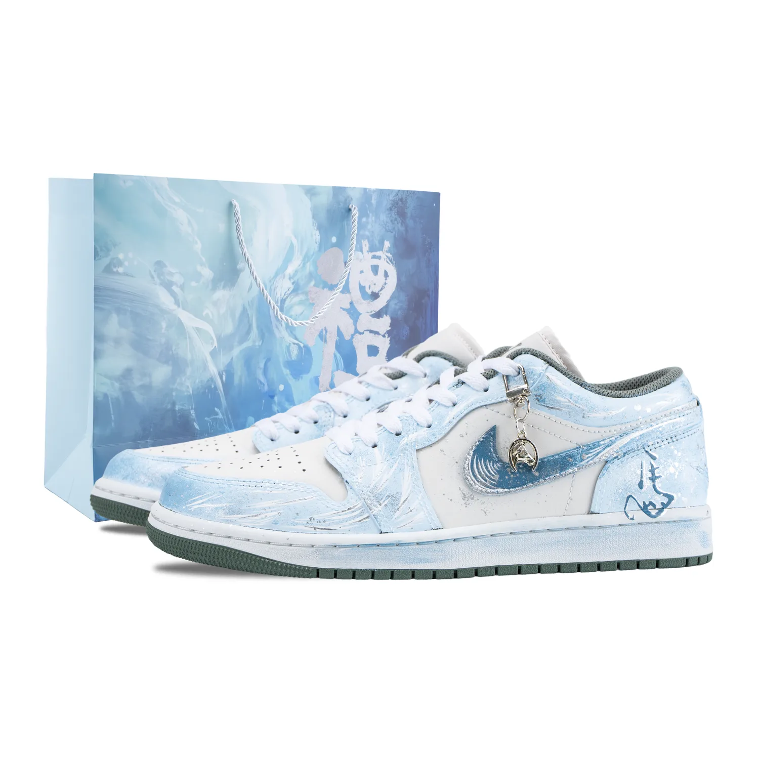 Jordan Кроссовки баскетбольные мужские Air 1 Silver Wave Shadow Abrasion Resistant Vintage синие