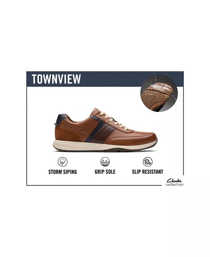 Мужские повседневные кеды Townview на шнуровке Clarks, загар/бежевый — фото 3