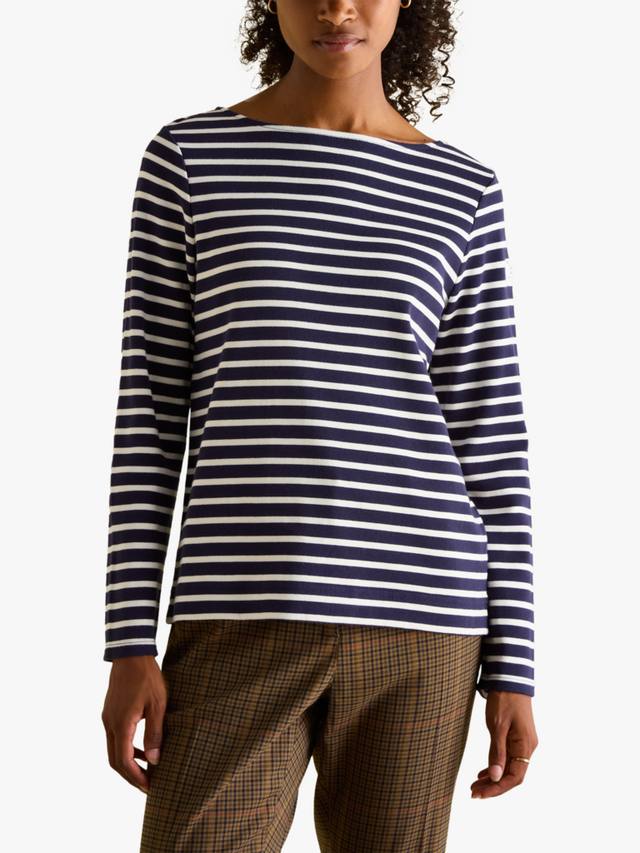 

Топ с длинными рукавами в полоску Joules, Navy/Cream